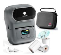 Phoemo M110 Etiquetadora Bluetooth, Juego de impresoras de Etiquetas Portátil con 3 Rollos Etiquetas y Bolsa de Almacenamiento, Adecuado para Comercio minorista, código de Barras, Empresas, Gris