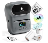 Phoemo M110 Etiquetadora Bluetooth Portátil, Juego de impresoras de Etiquetas térmica con 3 Rollos Etiquetas, Adecuado para Comercio minorista, código de Barras, Empresas, oficinas, Gris