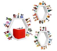 PHOENANCEE Estante Hexagonal MagnéTico para Toniebox, Estantes De Pared para Guardar Y Exhibir Figuras, Estante para NiñOs, HabitacióN Infantil, Sala De Estar(Blanco)