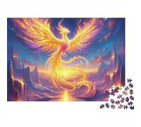 Phoenix 1000 Piezas Rompecabezas Decoración Hogar Adultos Fénix Dorado Elevándose sobre Lago de Montaña Mágico Premium Robusto Vibrante Desafiante Alivio Estrés 70x50cm/1000pcs