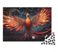 Phoenix 1000 Piezas Rompecabezas Viaje Adultos Fénix Ardiente con Alas Brillantes contra Cielo Estrellado Premium Robusto Desafiante Alivio Estrés 70x50cm/1000pcs