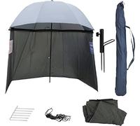 PHOENIX 91309 Paraguas de pesca Ø220 cm paraguas de pesca con capa, soporte y estacas de tierra, protección de la lluvia, el viento, el frío y los rayos UV, para 3 hombres y equipo, funda GRATIS