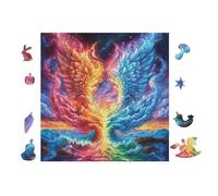 Phoenix and Arte de Dragón Rompecabezas 100 Piezas Cartón para Niños Mayores 14 Años Entretenimiento Casa Antiestrés Detalle San Valentín Detalle Único Original 28x28cm