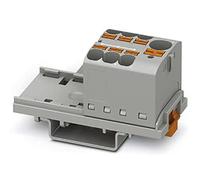PHOENIX CONTACT Bloque de distribución PTFIX 10/6X4-NS35 GY, 800 V, 63 A, número de puertos 7, sección transversal 0,2 mm² - 6 mm², AWG 24-10, ancho 28,6 mm, color gris