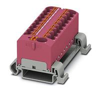 PHOENIX CONTACT PTFIX 10/18X4-NS35A PK - Bloque de distribución (800 V, 32 A, número de puertos: 19, sección transversal 0,2 mm² - 6 mm², AWG 24-10, ancho 64,8 mm, 8 unidades), color rosa