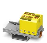 PHOENIX CONTACT PTFIX 10/6X4-NS35 YE - Bloque de distribución (800 V, 63 A, número de puertos: 7, sección transversal 0,2 mm² - 6 mm², AWG 24-10, ancho 28,6 mm, 8 unidades), color amarillo