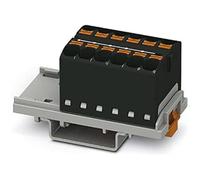 PHOENIX CONTACT PTFIX 12X4-NS35 BK - Bloque de distribución vertical (8 unidades, 800 V, 32 A, número de conectores: 12, sección transversal: 0,2 mm²-6 mm², AWG 24-10, ancho 28,6 mm), color negro