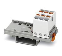 PHOENIX CONTACT PTFIX 6X4-NS35 WH - Bloque de distribución vertical (800 V, 32 A, número de conectores: 6, sección 0,2 mm² - 6 mm², AWG: 24-10, ancho 28,6 mm, 8 unidades), color blanco