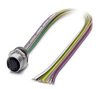 PHOENIX CONTACT SACC-E-M12FS-17CON-M16/0.5 VA - Toma empotrable para sensor y actuador (17 pines, acero inoxidable, montaje con tornillo M16, cable de PVC de 0,5 m, 17 x 0,14 mm²)
