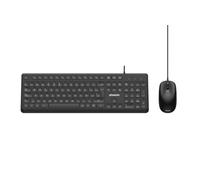 Phoenix CW101 Combo Teclado y ratón inalámbrico | QWERTY Español Completo con Teclado numérico | Ratón 1600 dpi | Teclas Multimedia y Silent | Receptor USB 2.4 GHz | Negro (Combo con Cable)