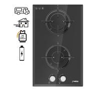 Phoenix Domino-WGL Trailer Encimera de Gas Cristal Cocina Empotrable 2 Fuegos