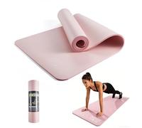 Phoenix Fitness NBR - Tapete de yoga extra grueso de 15 mm con correa de transporte, tapete de yoga antideslizante para HIIT, ejercicio y pilates para hombres y mujeres, negro o rosa