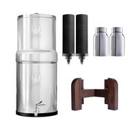 Phoenix Gravity-12 litros NSF/ANSI 42 y 372 filtro de agua de acero inoxidable con 2 cartuchos Smart Carbon (negro) y 2 cartuchos POSTreat Steel de eliminación de fluoruro, Free Tap y Stand