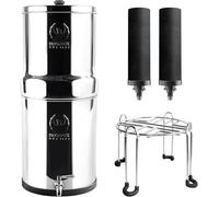 Phoenix Gravity - Sistema de filtración de agua de encimera de 12 litros, certificado NSF, fabricado en acero inoxidable AISI 304, con 2 cartuchos de carbón activado y soporte de acero.