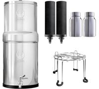 Phoenix Gravity - Sistema de filtración de agua por gravedad AISI 304 de 8 litros con 2 elementos Smart Carbon, 2 elementos de eliminación de flúor, soporte y grifo de acero inoxidable gratuitos
