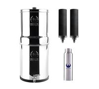 Phoenix Gravity - Sistema de filtro de agua para encimera de acero inoxidable AISI 304 de 8 litros con certificación NSF, 2 cartuchos de carbón (negros) y grifo de acero inoxidable incluido.