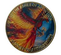 Phoenix in Flames Get Rid of Addiction Sobriety Chip AA Medallion Recovery Challenge Coin