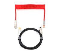 Phoenix kioru cable aviador en espiral con conector tipo c para teclados gaming negro y rojo