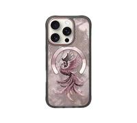 (Phoenix, Multicolor) For iPhone 16 Pro Max Magnetic Case Embroidery PU Leather Back Cover - Golden Dragon