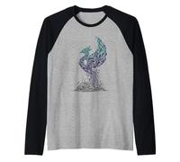 Phoenix para prevenir la concientización sobre el Suicidio, Renacimiento Verde Azulado Camiseta Manga Raglan