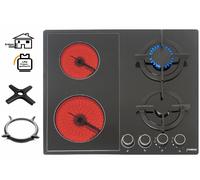 Phoenix PE-603ET Combi Encimera de Gas Vitrocerámica Cocina 4 Zonas Encimera