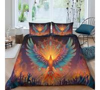 Phoenix Rising from Flames, Mandala and Tribal Patterns Juego De Cama,diseño 3Dfunda Nórdica con Y Fundas De Almohada,Microfibra para Y Adultos Y Adolescentes King（220x240cm）