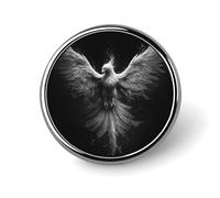 Phoenix Rising from The Ashes - Broche redondo en blanco y negro para hombres y mujeres, insignia, collar, vestido, chaqueta, mochila, accesorios