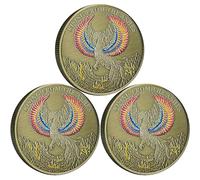 Phoenix Rising - Moneda de la suerte, oración de serenidad, sobriedad, regalos sobrios para hombres o mujeres, medallón AA de recuperación de adicciones (paquete de 3)