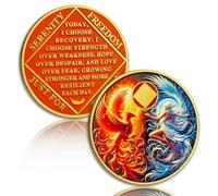 Phoenix Rising - Moneda de sobriedad de 5 años, recuperación de adicciones AA NA Chips medallón con cápsula de fichas, hitos de aniversario sobrios anónimos de narcóticos, regalos de sobriedad para