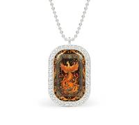 Phoenix Rising Wildflowers Fantasy Art - Collar con colgante rectangular de plata para mujer, joyería de aleación con llavero