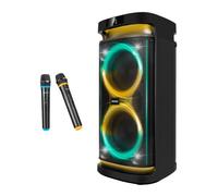 Phoenix - Altavoz Bluetooth RumbleBoss 80W | Graves Profundos y Sonido Claro | Iluminación RGB | Conexión Bluetooth 5.0, USB, Micro SD | Karaoke con 2 Micrófonos, Negro