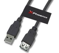 Phoenix Technologies 5m USB A/USB A - Cable USB (5 m, USB A, USB A, 2.0, Male Connector/Female Connector, Negro)