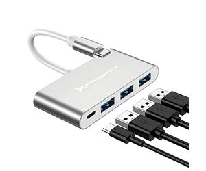 Phoenix Technologies - Mini Hub Tipo C, 3 x USB 3.0, USB Tipo C PD