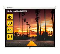 Phoenix Technologies - Pantalla de proyección Manual Plegable 112” 2 x 2m Formatos 1:1, 4:3, 16:9 de techo y pared, Blanco