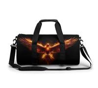 Phoenix Wings Flowing Flames - Bolsa de viaje para gimnasio para mujeres y hombres, bolsa de lona cilíndrica con correa para el hombro