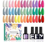 Phoenixy 24Pcs Esmaltes Semipermanentes para Uñas 21 Colores Vibrantes U V/LED Pintauñas Semipermanentes con Base Top Coat Brillante y Mate Kit de Decoración de Uñas DIY