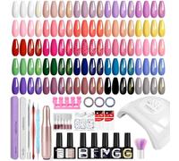 Phoenixy 25 Colores Kit Uñas Semipermanentes con Lima Electrica Uñas 30 PCS Uñas Semipermanentes Kit Completo con 48 W Lampara U V/LED DIY Nail Art Set para Principiantes
