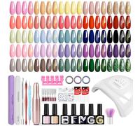 Phoenixy 30 PCS Uñas Semipermanentes Kit Completo con 48 W Lampara U V/LED