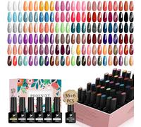 Phoenixy 42 PCS Esmaltes Semipermanentes para Uñas, 36 Colores Uñas de Gel Kit con Coat Top de Brillo Mate Destellos y Dorados, 2 botellas de Capa Base, Kit Profesional de Esmalte Semipermanente