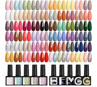 Phoenixy 55 Colores Pintauñas Semipermanentes 60PCS Esmalte Semipermanente para Uñas con Base y Top Coat Brillante Mate y Glitter Kit de Uñas Semipermanentes Regalo Navideño