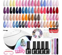 Phoenixy Kit de Uñas Semipermanentes con Lampara Uñas Semi-permanentes, 24Pcs 72 Efectos Kit Uñas con Brillo Mate Glitter Top Coat, Kit Manicura Semipermanente para Mujeres DIY en Casa