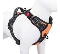 PHOEPET - Arnés antitirones para Perros pequeños, Chaleco Reflectante Ajustable con asa, 2 Anillas metálicas, 3 Hebillas, fácil de Poner y Quitar, XS, Naranja