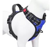 PHOEPET No Pull Arnés para Perros Ajustable Chaleco para Perros para Paseo Diario con Hebilla en el Cuello y Tiras Reflectantes, Mango de Control para Perros Medianos y Grandes Azul Real, M