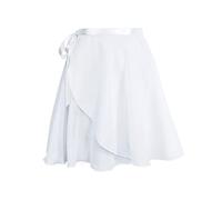 Phoeswan Faldas de baile para mujeres y niñas, falda cruzada de gasa de ballet con lazos, White1, X-Large
