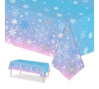 PHOGARY 3 PCS Frozen Mantel Cumpleaños Infantil Fiesta de Hielo Reino - 2,20 m x 1,30 m - Frozen Mantel Desecheble Suministros de Fiesta de Temáticas de Nieve para Baby Shower Niñas Decoraciones