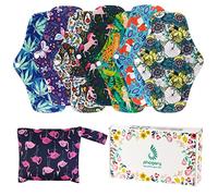 Phogary - Compresas reutilizables, salvaslips de bambú antibacterianos con bolsa impermeable, compresas de noche lavables para flujo menstrual abundante (7 en 1, 25,4 cm, 4 capas)