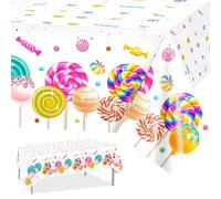 PHOGARY Dulces Candyland Paquete de 3 manteles de plástico Bonitos para Fiestas de niñas Coloridos decoración navideña