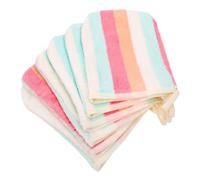 PHOGARY Juego Toallas baño 6 Pack Toallas para Cara Cuerpo, 21×15cm Súper Absorbentes y Suaves Manoplas de Limpieza Facial, Guante Facial de Vellón de Coral, Rayas Arcoíris Toalla Pequeña