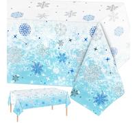 PHOGARY Mantel Navideño Copo de Nieve Manteles de Plástico Desechables de Decoraciones de Winter Wonderland Decoraciones para Fiestas