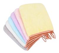 PHOGARY Paquete de 6 Piezas de Manoplas de baño Guantes para lavarse tamaño 15x21 cm, con cordón, Premium, Reutilizable Guante Terciopelo Coralino, 6 Colores